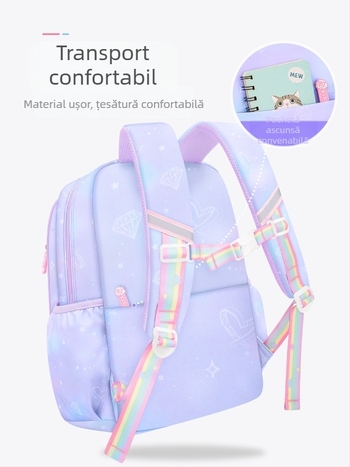 Ghiozdan școlar cu deschidere a ușii tip frigider pentru fete din clasa întâi, protecție impermeabilă pentru creste, pentru elevii de școală primară kulomi 3-6 fete, pentru a reduce povara