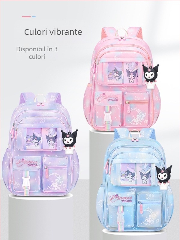 Ghiozdan școlar cu deschidere a ușii tip frigider pentru fete din clasa întâi, protecție impermeabilă pentru creste, pentru elevii de școală primară kulomi 3-6 fete, pentru a reduce povara