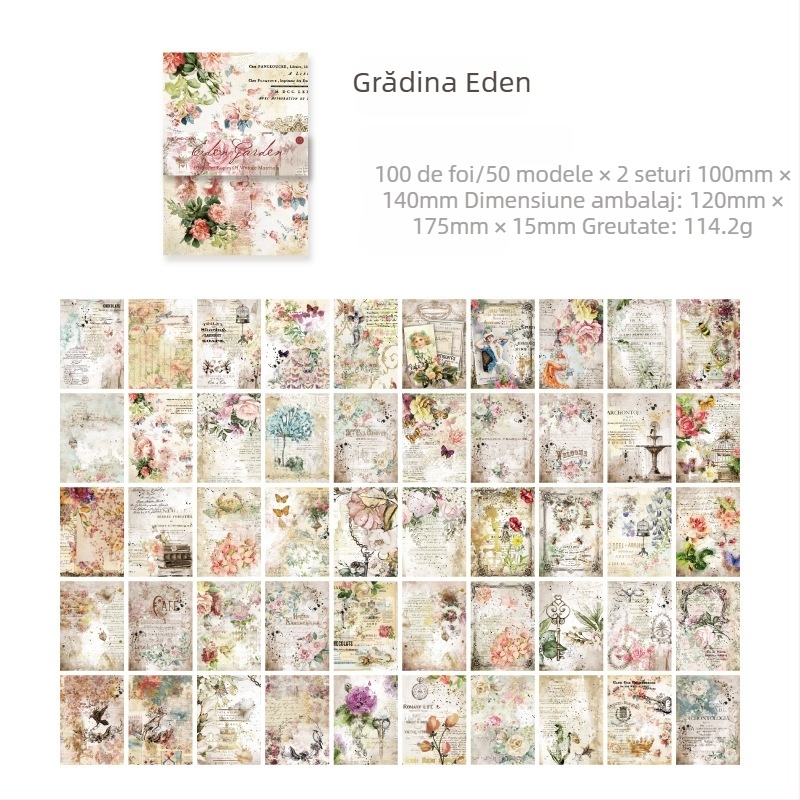 Material retro Momo, hârtie, seria Dynasty and Evening, manual de colaj, material de bază decorativ DIY, 100 de bucăți