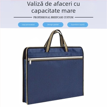 Servietă portabilă Oxford din pânză, en-gros, pentru conferințe, geantă de birou cu fermoar, geantă de fișiere, geantă de stocare a datelor, geantă de fișiere cu logo imprimat