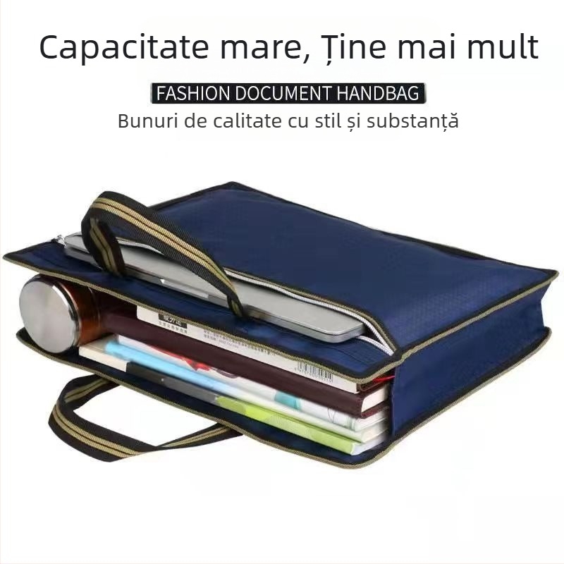 Servietă portabilă Oxford din pânză, en-gros, pentru conferințe, geantă de birou cu fermoar, geantă de fișiere, geantă de stocare a datelor, geantă de fișiere cu logo imprimat