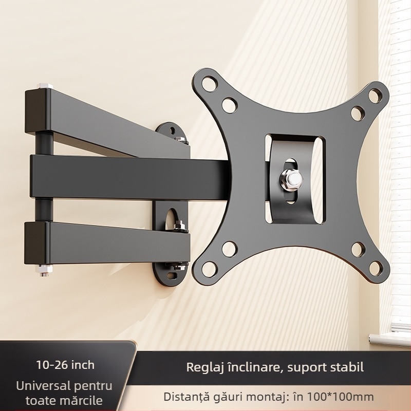 Suport de perete retractabil rotativ pentru monitor LCD, agățat, raft universal de perete, pentru calculator, raft de perete suspendat