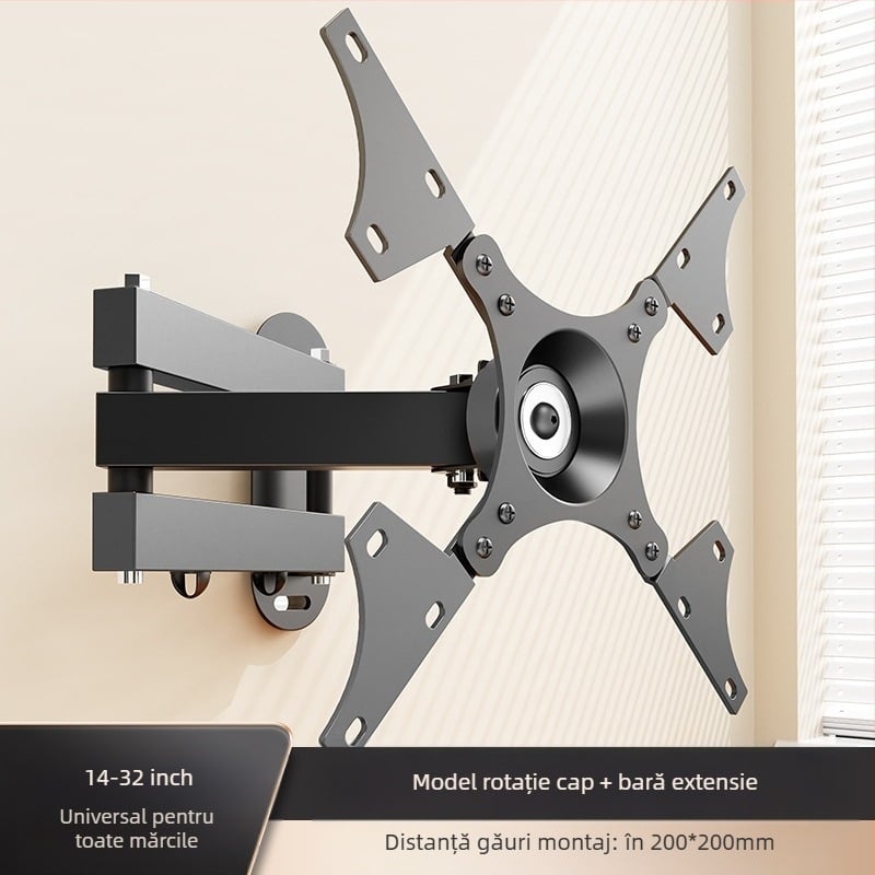 Suport de perete retractabil rotativ pentru monitor LCD, agățat, raft universal de perete, pentru calculator, raft de perete suspendat