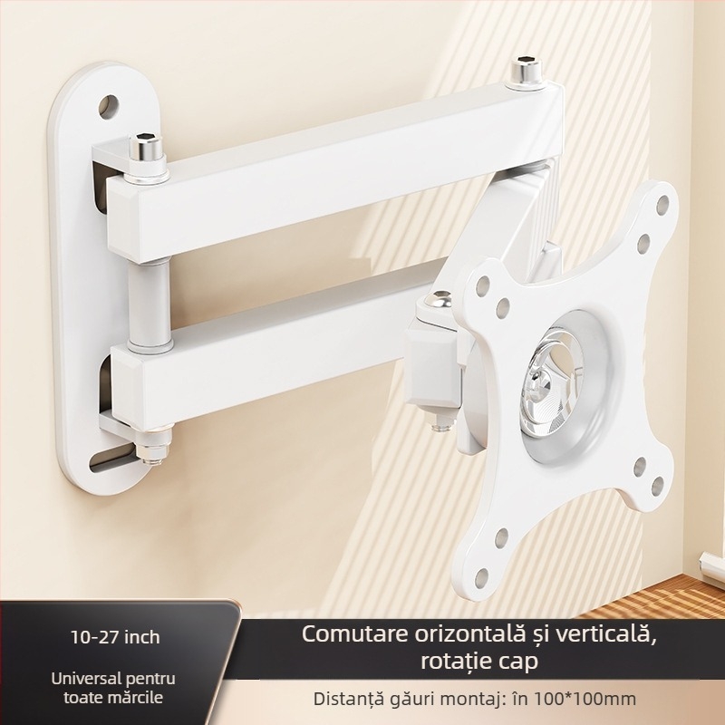Suport de perete retractabil rotativ pentru monitor LCD, agățat, raft universal de perete, pentru calculator, raft de perete suspendat