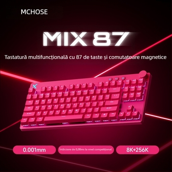 Mchose Mix87 Tastatură mecanică cu axă magnetică pentru sporturi electronice, efect de iluminare Argb, tastatură personalizată pentru jocuri cu fir