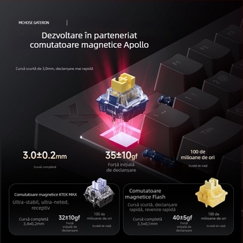 Mchose Mix87 Tastatură mecanică cu axă magnetică pentru sporturi electronice, efect de iluminare Argb, tastatură personalizată pentru jocuri cu fir