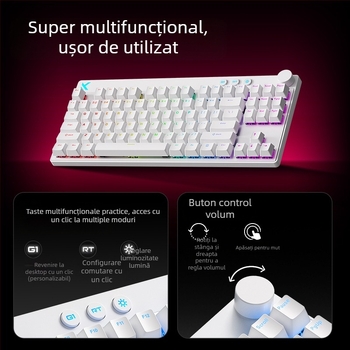 Mchose Mix87 Tastatură mecanică cu axă magnetică pentru sporturi electronice, efect de iluminare Argb, tastatură personalizată pentru jocuri cu fir