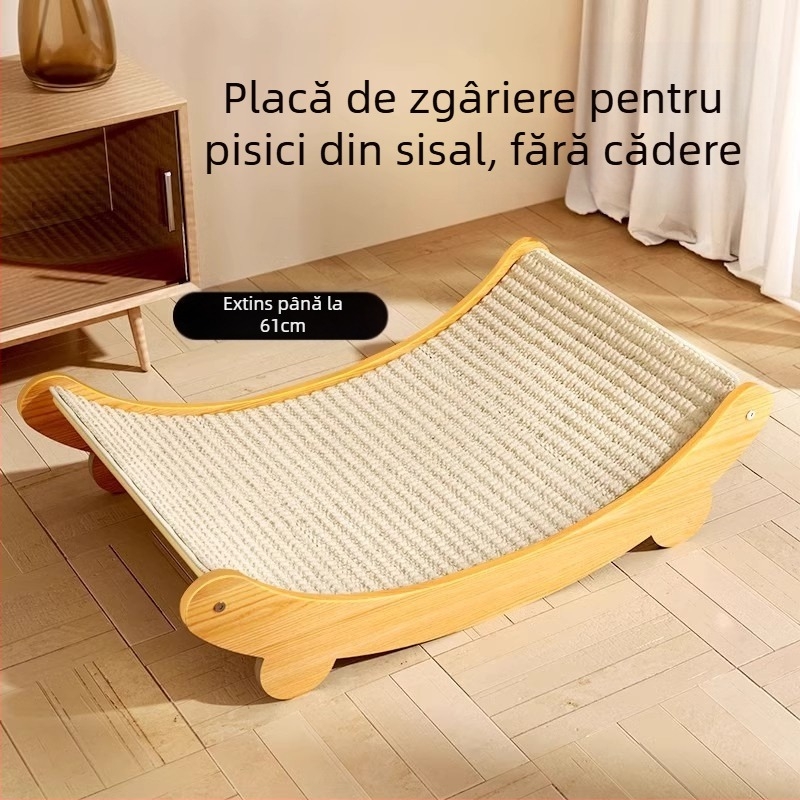 Placă de zgârieturi pentru pisici din sisal, rezistentă la uzură, cu gheare pentru pisici mari, cuib pentru pisici integrat, anti-zgârieturi pentru canapea, protecție rezistentă la zgârieturi, pad