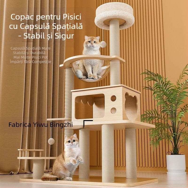 Cadru de cățărat pentru pisici, copac pentru pisici, raft mare pentru cuib de pisică, apartament mic, nu ocupă spațiu, jucărie pentru pisici, capsulă dublă pentru pisici, vilă pentru pisici