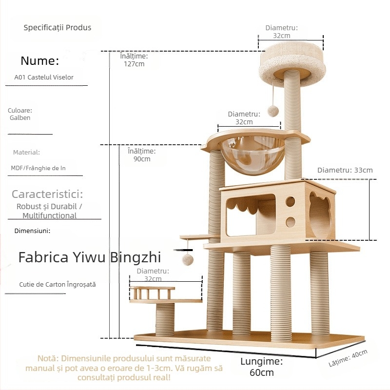 Cadru de cățărat pentru pisici, copac pentru pisici, raft mare pentru cuib de pisică, apartament mic, nu ocupă spațiu, jucărie pentru pisici, capsulă dublă pentru pisici, vilă pentru pisici