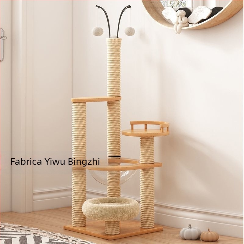 Cadru de cățărat pentru pisici, copac pentru pisici, raft mare pentru cuib de pisică, apartament mic, nu ocupă spațiu, jucărie pentru pisici, capsulă dublă pentru pisici, vilă pentru pisici