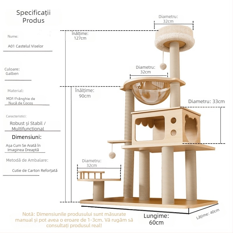 Cadru de cățărat pentru pisici, copac pentru pisici, raft mare pentru cuib de pisică, apartament mic, nu ocupă spațiu, jucărie pentru pisici, capsulă dublă pentru pisici, vilă pentru pisici