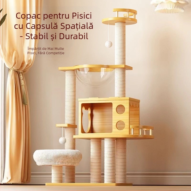 Cadru de cățărat pentru pisici, copac pentru pisici, raft mare pentru cuib de pisică, apartament mic, nu ocupă spațiu, jucărie pentru pisici, capsulă dublă pentru pisici, vilă pentru pisici