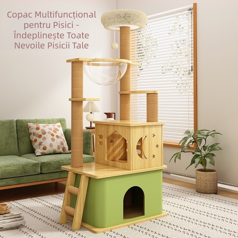 Cadru de cățărat pentru pisici, copac pentru pisici, raft mare pentru cuib de pisică, apartament mic, nu ocupă spațiu, jucărie pentru pisici, capsulă dublă pentru pisici, vilă pentru pisici