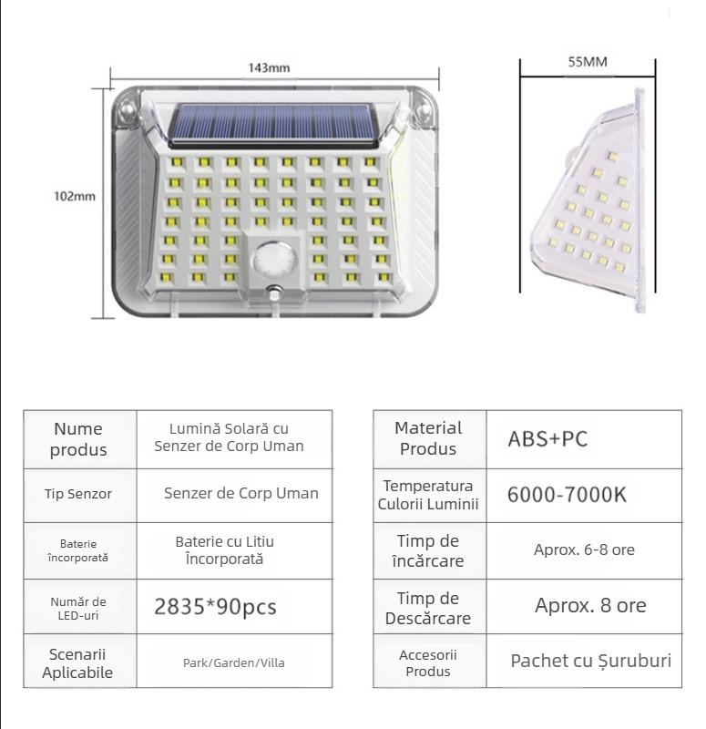 Lampă de perete solară pentru exterior, inducție corporală, lampă de perete cu trei moduri din sârmă de tungsten, lumină de noapte impermeabilă pentru grădină și vilă