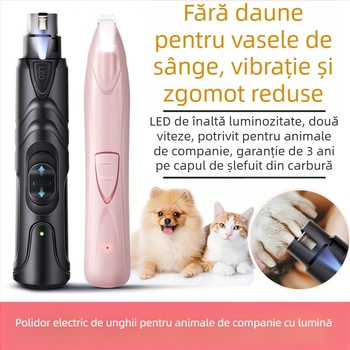 Polizor de unghii pentru câini, polizor electric de unghii pentru animale de companie, unghiere cu încărcare pentru pisici, polizor de unghii cu blană aurie Teddy, mut