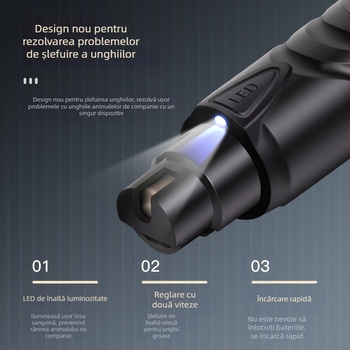 Polizor de unghii pentru câini, polizor electric de unghii pentru animale de companie, unghiere cu încărcare pentru pisici, polizor de unghii cu blană aurie Teddy, mut