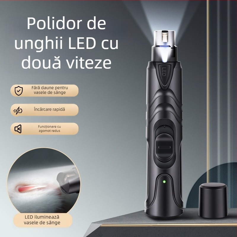 Polizor de unghii pentru câini, polizor electric de unghii pentru animale de companie, unghiere cu încărcare pentru pisici, polizor de unghii cu blană aurie Teddy, mut