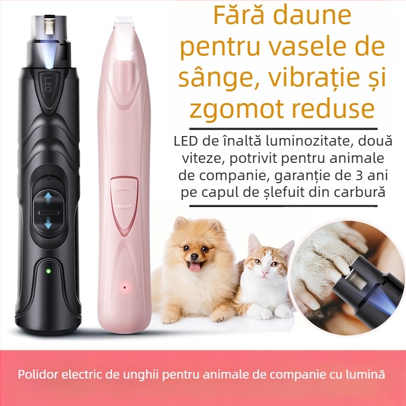 Polizor de unghii pentru câini, polizor electric de unghii pentru animale de companie, unghiere cu încărcare pentru pisici, polizor de unghii cu blană aurie Teddy, mut