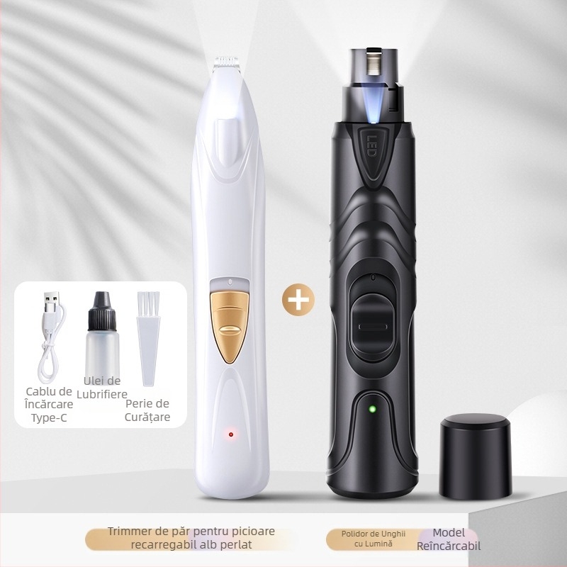 Polizor de unghii pentru câini, polizor electric de unghii pentru animale de companie, unghiere cu încărcare pentru pisici, polizor de unghii cu blană aurie Teddy, mut