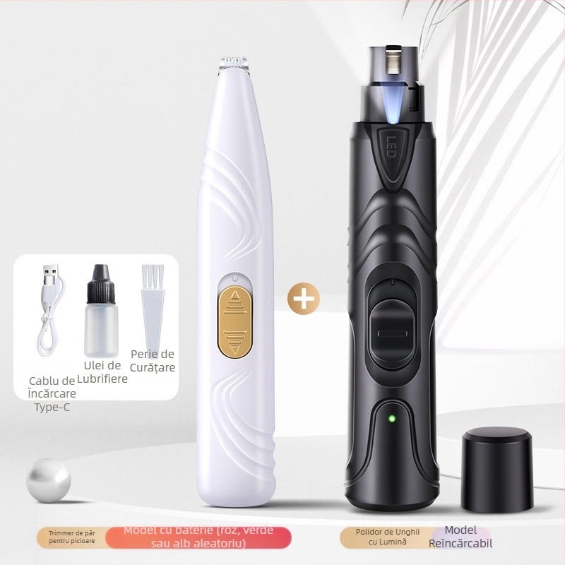 Polizor de unghii pentru câini, polizor electric de unghii pentru animale de companie, unghiere cu încărcare pentru pisici, polizor de unghii cu blană aurie Teddy, mut