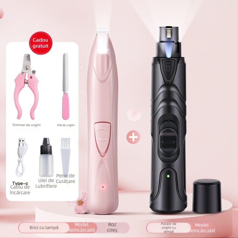 Polizor de unghii pentru câini, polizor electric de unghii pentru animale de companie, unghiere cu încărcare pentru pisici, polizor de unghii cu blană aurie Teddy, mut