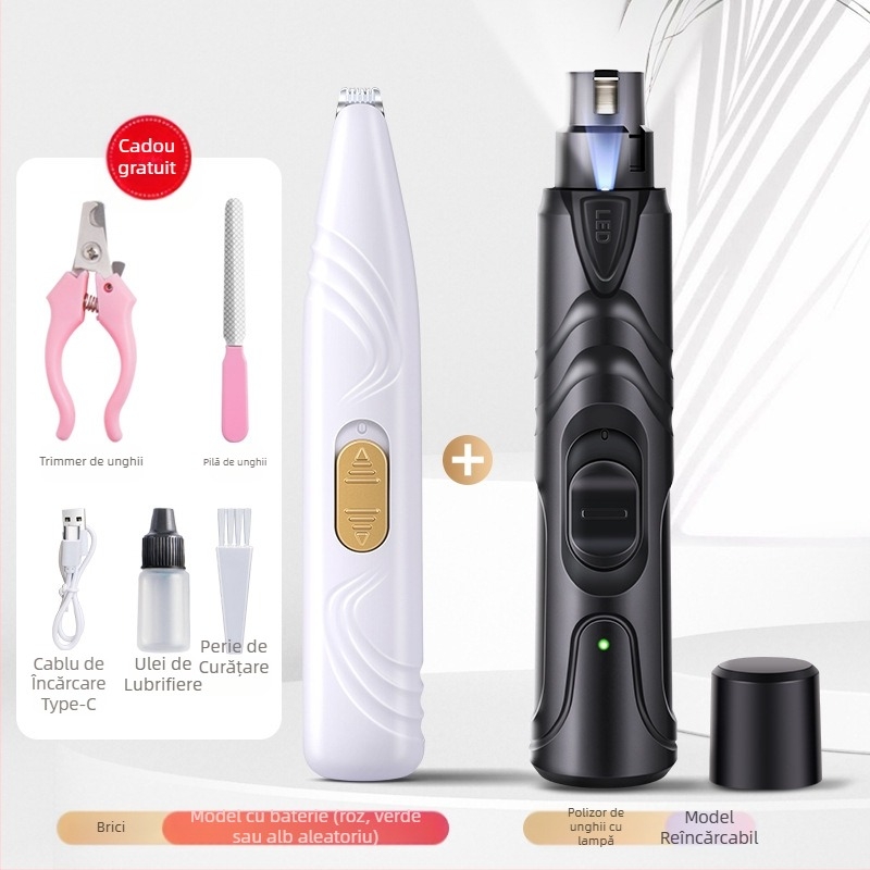 Polizor de unghii pentru câini, polizor electric de unghii pentru animale de companie, unghiere cu încărcare pentru pisici, polizor de unghii cu blană aurie Teddy, mut