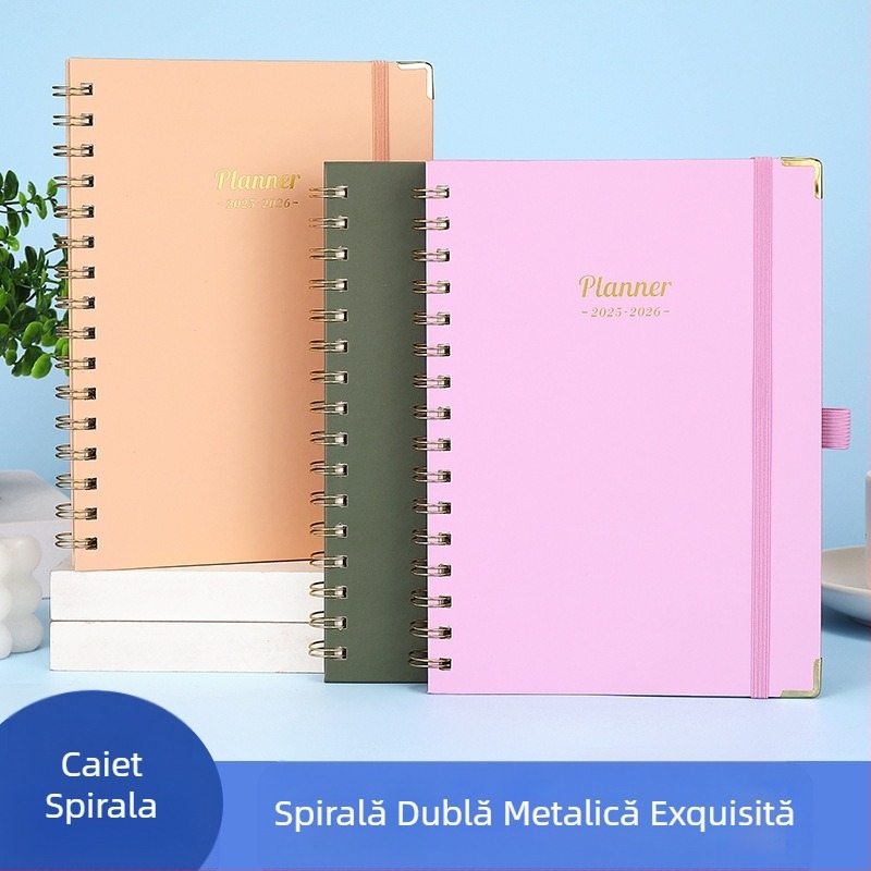 Plan săptămânal american A5 Coil Notebook orizontal Notebook Program Notebook Engleză Jurnal Student Notepad En-gros