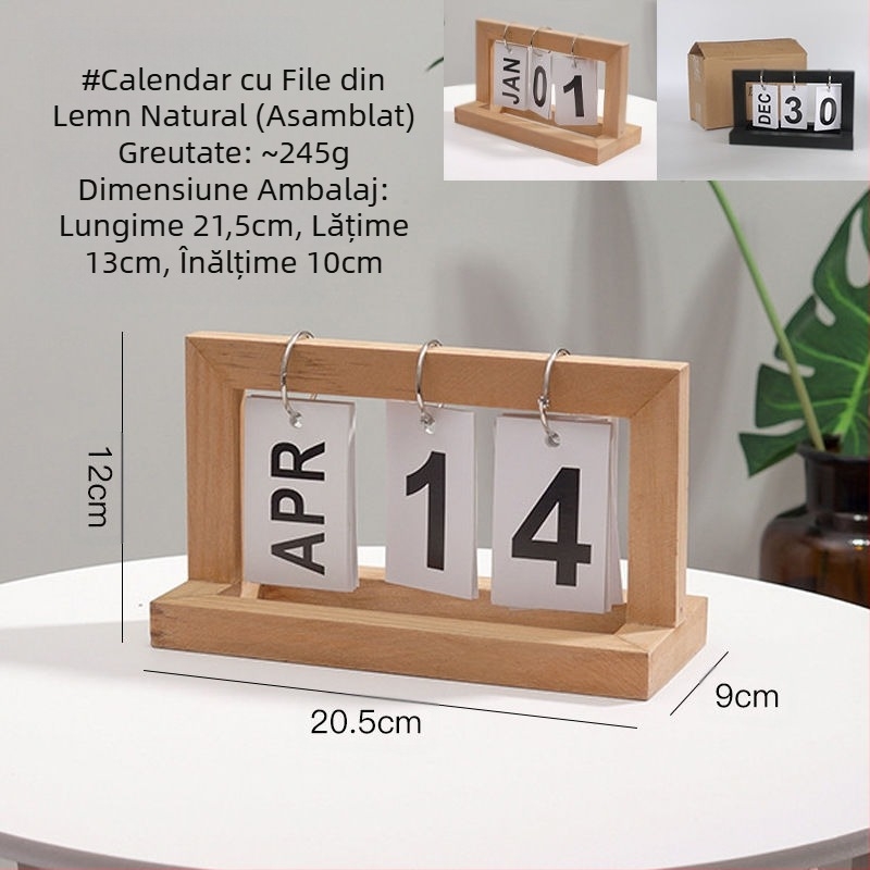 Calendar de birou creativ nou, ornament, numărătoare inversă de înaltă calitate, calendar perpetuu în picioare, decorare din lemn pentru birou, ornament calendaristic