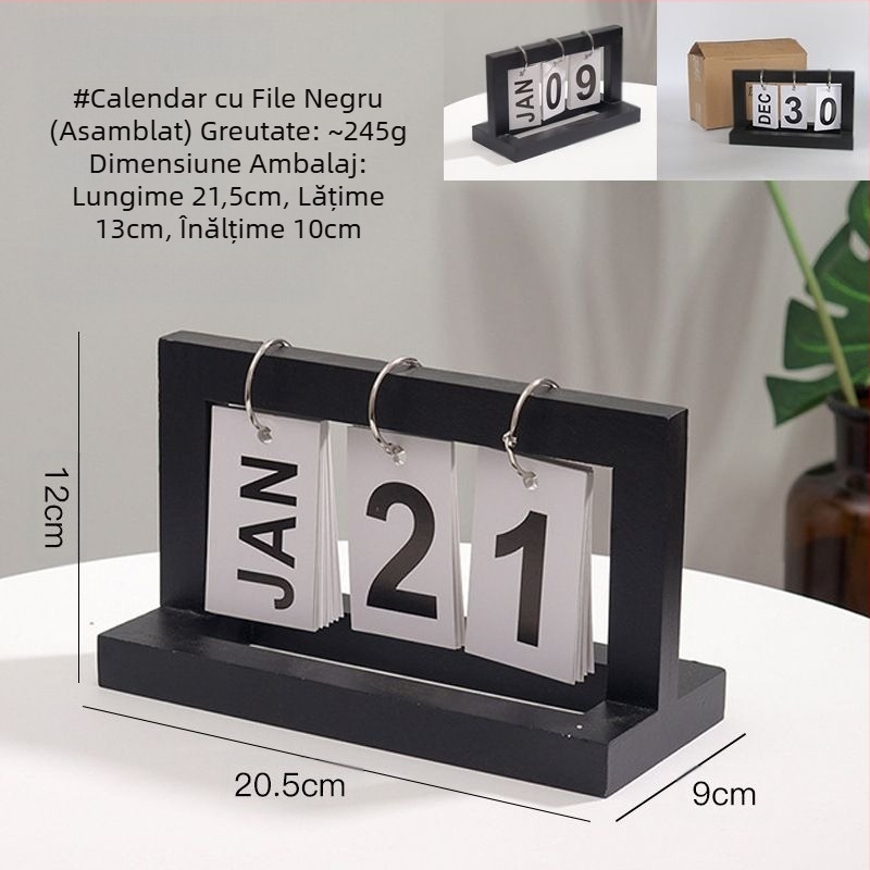 Calendar de birou creativ nou, ornament, numărătoare inversă de înaltă calitate, calendar perpetuu în picioare, decorare din lemn pentru birou, ornament calendaristic