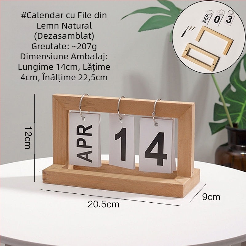Calendar de birou creativ nou, ornament, numărătoare inversă de înaltă calitate, calendar perpetuu în picioare, decorare din lemn pentru birou, ornament calendaristic