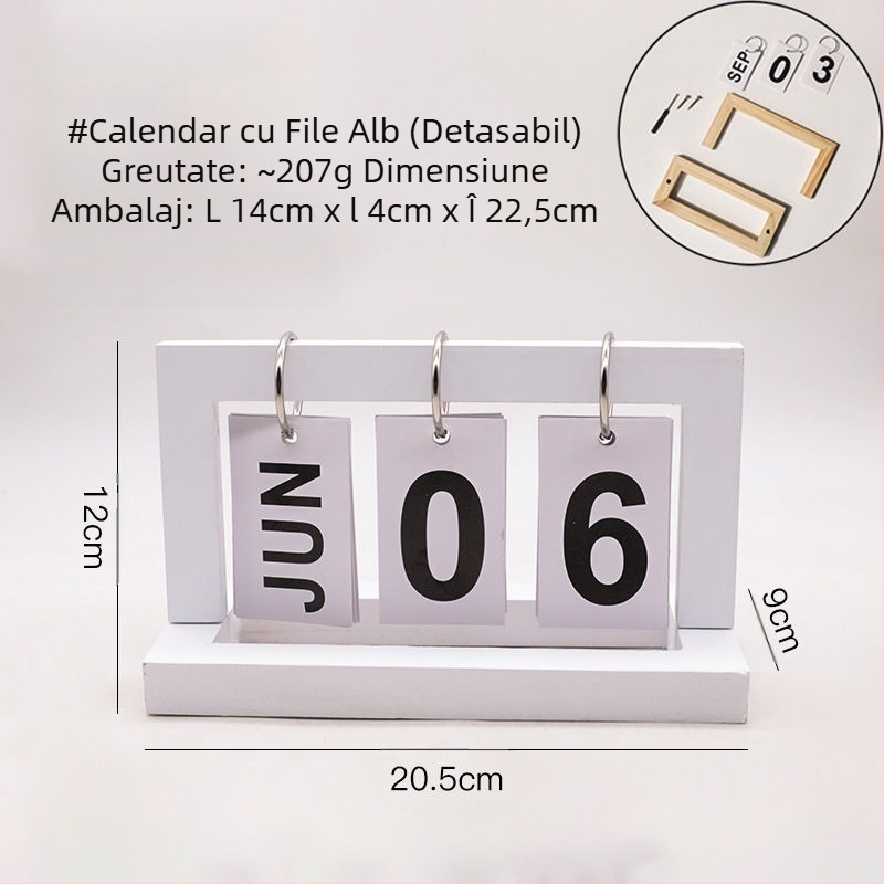 Calendar de birou creativ nou, ornament, numărătoare inversă de înaltă calitate, calendar perpetuu în picioare, decorare din lemn pentru birou, ornament calendaristic