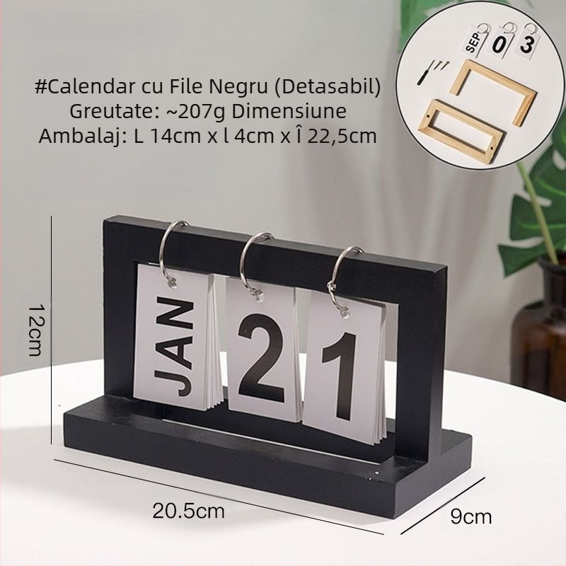 Calendar de birou creativ nou, ornament, numărătoare inversă de înaltă calitate, calendar perpetuu în picioare, decorare din lemn pentru birou, ornament calendaristic