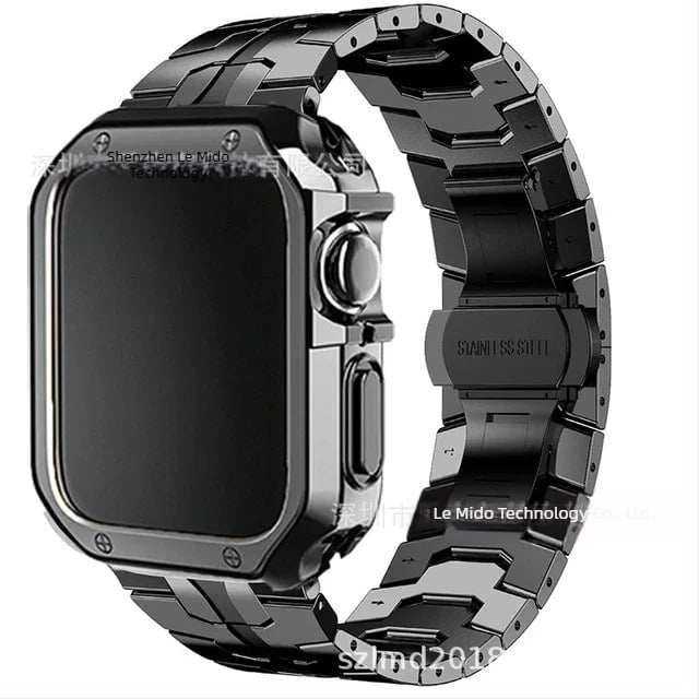 Carcasă Iron Man din oțel inoxidabil, TPU, armură, pentru Apple Watch