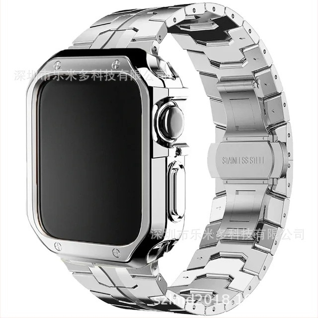 Carcasă Iron Man din oțel inoxidabil, TPU, armură, pentru Apple Watch