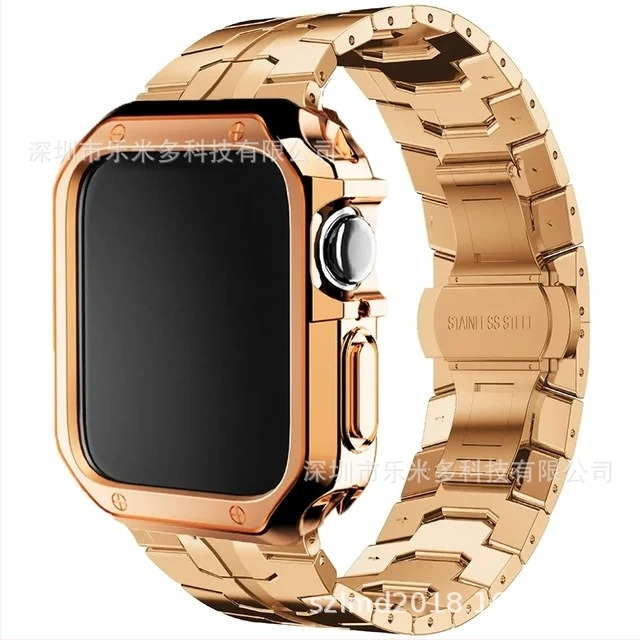 Carcasă Iron Man din oțel inoxidabil, TPU, armură, pentru Apple Watch