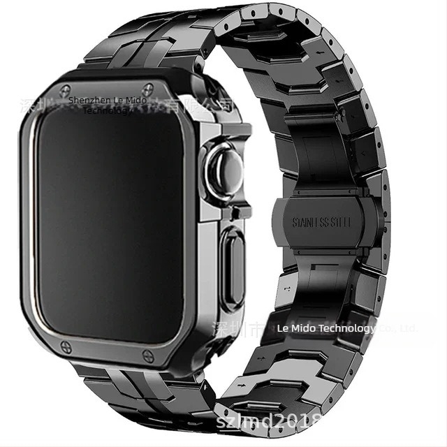 Carcasă Iron Man din oțel inoxidabil, TPU, armură, pentru Apple Watch