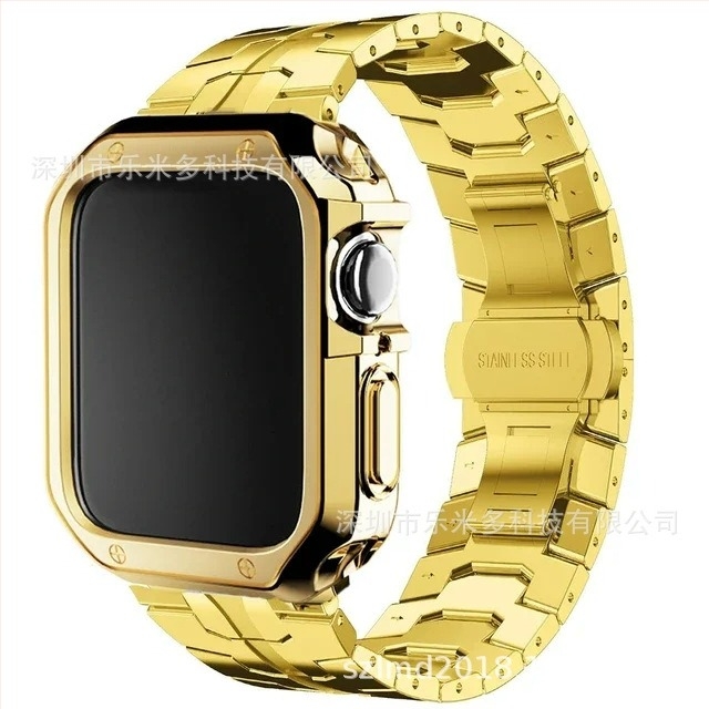 Carcasă Iron Man din oțel inoxidabil, TPU, armură, pentru Apple Watch