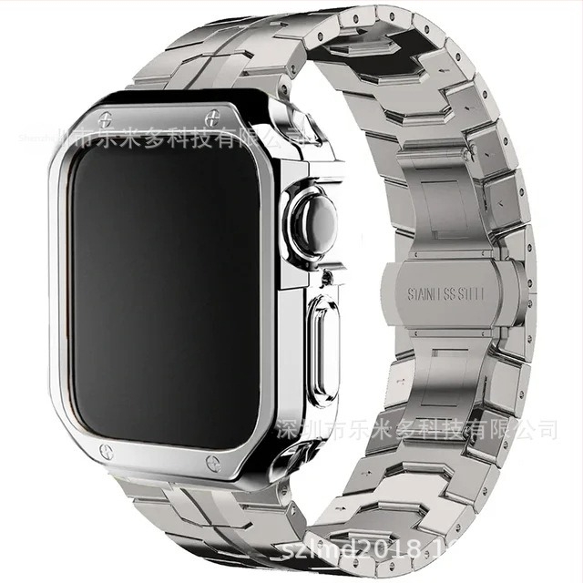 Carcasă Iron Man din oțel inoxidabil, TPU, armură, pentru Apple Watch