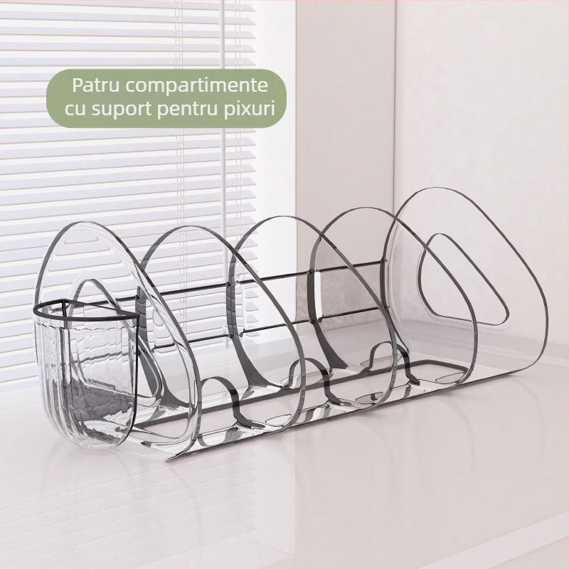 Raft de cărți pentru birou, cutie de depozitare transparentă pentru studenți, suport pentru birou, divizor, suport acrilic pentru stilouri, suport pentru depozitare