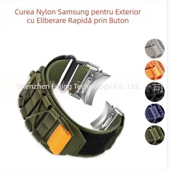 Potrivit pentru Samsung Watch 6/6c curea cu eliberare rapidă cu buton, curea din nailon Velcro, curea de mână sport pentru 4c/5pro