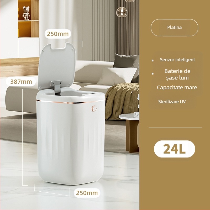 Coș de gunoi inteligent cu aspect elegant și senzor automat pentru baie și bucătărie, mare, cu senzor pentru capac, vânzare cu ridicata transfrontalieră