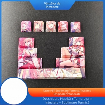 Capac de tastă cu animație bidimensională creativă, capac de tastă original înalt, puzzle cu personalitate, capac de tastă cu tastatură mecanică de vânt pentru fete drăguțe