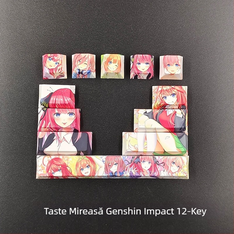 Capac de tastă cu animație bidimensională creativă, capac de tastă original înalt, puzzle cu personalitate, capac de tastă cu tastatură mecanică de vânt pentru fete drăguțe