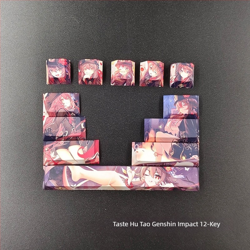 Capac de tastă cu animație bidimensională creativă, capac de tastă original înalt, puzzle cu personalitate, capac de tastă cu tastatură mecanică de vânt pentru fete drăguțe