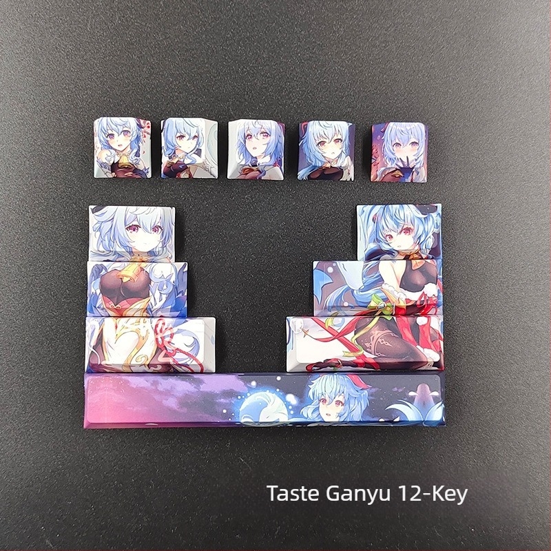 Capac de tastă cu animație bidimensională creativă, capac de tastă original înalt, puzzle cu personalitate, capac de tastă cu tastatură mecanică de vânt pentru fete drăguțe