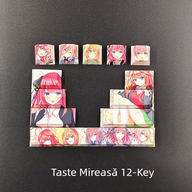 Capac de tastă cu animație bidimensională creativă, capac de tastă original înalt, puzzle cu personalitate, capac de tastă cu tastatură mecanică de vânt pentru fete drăguțe