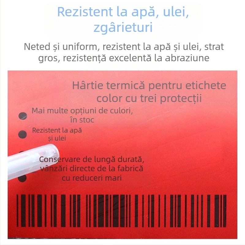 Hârtie termică autoadezivă cu trei rezistențe pentru etichete, hârtie termică pentru imprimare cu trei rezistențe, roșu, galben, albastru, verde, maro