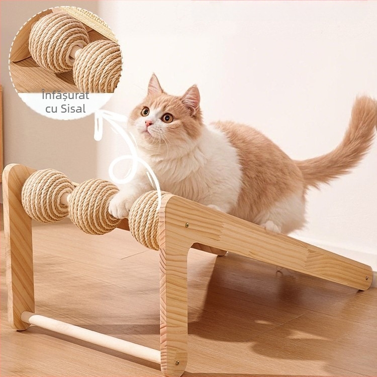 Placă de zgâriat pentru pisici din sisal, lemn masiv, rezistentă la uzură și care nu năpârlește, verticală, pentru pisici, placă cu gheare pentru pisici, stâlp de zgâriat pentru pisici, frânghie din sisal, jucărie pentru pisici