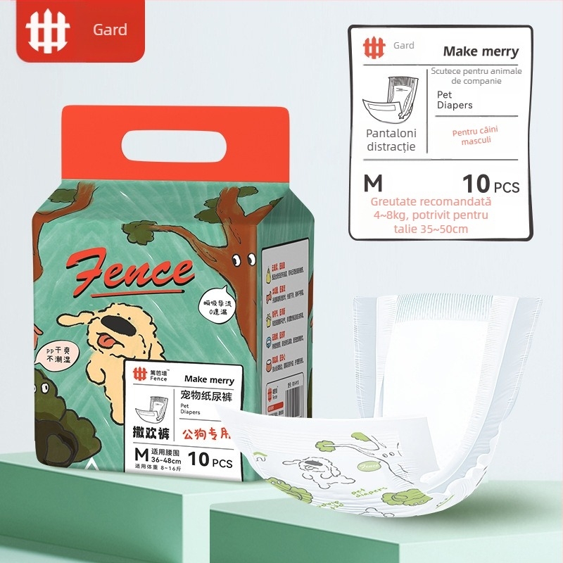 Scutece fiziologice de unică folosință pentru câini masculi, pantaloni, confortabili și respirabili, etanși, ușor de absorbit și fără osmoză inversă, pentru interior și exterior